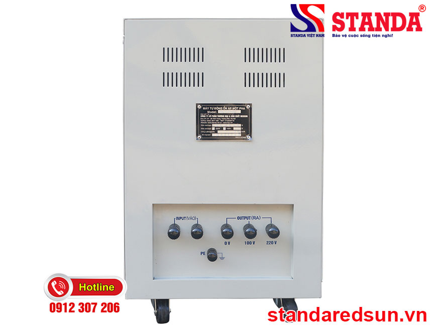 Ảnh ổn áp standa 20KVA dải 50V -250V mặt sau máy dây đồng 100%